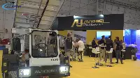 Stand con in mostra le soluzioni delle attrezzature aeroportuali promosse da Aviogei durante il GSE Expo di Lisbona 2026