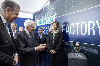 Roma, 07/10/2025 (II mandato) Il presidente della Repubblica Sergio Mattarella alla cerimonia di inaugurazione della Space Smart Factory di Thales Alenia Space Italia