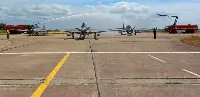 The three A-29 Super Tucano of the Portuguese Air Force landed at the facilities in Alverca do Ribatejo, district of Lisbon