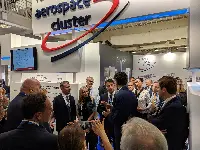 Il presidente del Consiglio Giuseppe Conte in visita al Lombardia Aerospace Cluster durante il Salone di Parigi-Le Bourget 2019 (17-23 giugno) nel giorno di apertura dell'air show