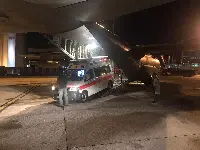 Roma, 17 giugno 2020, ambulanza in volo con un aereo da trasporto C-130J dell'Aeronautica militare per trasporto sanitario urgente di notte