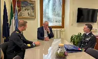Udine, 26 giugno 2026. Il presidente del Consiglio regionale Fvg, Mauro Bordin, ha incontrato il colonnello Giovanni Lodato, comandante uscente del 2&deg; Stormo AMI ed il parigrado Antonino Siclari, subentra ufficialmente il 30 giugno 2026, con una cerimonia in programma a Rivolto