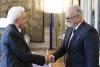 Palazzo del Quirinale, 11/09/2023 (II mandato) Il presidente Sergio Mattarella accoglie Nicola Zaccheo, presidente dell’Autorità di regolazione dei trasporti ed i componenti il consiglio