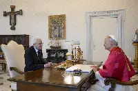 Città del Vaticano, 06/06/2025 (II mandato) Il Presidente Sergio Mattarella con Sua Santità Leone XIV, in occasione della visita Ufficiale in Vaticano