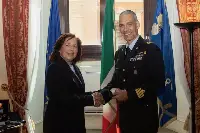 Roma, 22 marzo 2024. Sottosegretario Difesa, Isabella Rauti, ha incontrato Walter Villadei, colonnello AMI, ottavo astronauta italiano della storia rientrato il 9 febbraio dalla missione spaziale Axiom-3 “Voluntas”, dopo tre settimane in orbita di cui 18 giorni a bordo della Stazione Spaziale Internazionale (Iss)