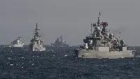 Fotografia di alcune navi militari nel corso dell'esercitazione Nato Sea Shield 2018