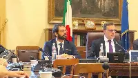 Da sinistra. Il sottosegretario Angelo Tofalo ed il presidente commissione Difesa Gianluca Rizzo in IV commissione alla Camera dei deputati il 12 novembre 2019