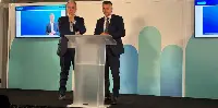 Montreal, 24 settembre 2025. 42esima assemblea generale Icao: ad ITA Airways Joerg Eberhart (in video), presidente Enac Pierluigi Di Palma e viceministro Infrastrutture e trasporti Edoardo Rixi, capo delegazione dell’Italia, alla presentazione relativa al progetto Enac per un settore ancora più pet friendly