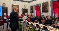 Roma, 15 ottobre 2026. Il presidente di Art, Nicola Zaccheo, durante il suo intervento nella Sala della Protomoteca del Campidoglio per il corso di formazione BLSD-PBLSD rivolto agli operatori del settore dei trasporti, con l&rsquo;obiettivo di diffondere la conoscenza delle manovre salvavita e sull&rsquo;uso del defibrillatore su adulti e bambini