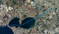 La rotta di 17 chilometri percorsa dal drone con la Smart Capsule, dall'aeroporto al porto di Taranto