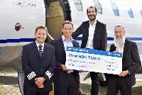 Da sinistra a destra: Markus Engelbrecht, Andrew Hurst, CTO di 2e Systems, Christopher Allison, Head of NDC di Hahn Air, e Phil Douglas, CEO di 2e Systems.