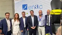 Rimini, 27 agosto 2025. Il vicepremier e ministro Matteo Salvini insieme al viceministro Edoardo Rixi (Mit), i vertici dell'Enac Pierlugi Di Palma (presidente), Alexander D'Orsogna (dg), Benedetta Fiorini (consigliere amministrazione Ente) alla 46esima edizione del Meeting