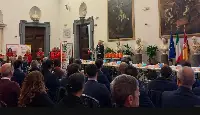 Roma, 15 ottobre 2026. Il presidente di Art, Nicola Zaccheo, durante il suo intervento nella Sala della Protomoteca del Campidoglio per il corso di formazione BLSD-PBLSD rivolto agli operatori del settore dei trasporti, con l&rsquo;obiettivo di diffondere la conoscenza delle manovre salvavita e sull&rsquo;uso del defibrillatore su adulti e bambini