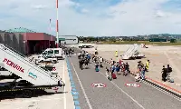 Passeggeri all'aeroporto dell'Umbria di Perugia "San Francesco d'Assisi"