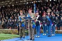 Roma, 27 febbraio 2024. Cambio comando a capo di Stato Maggiore Esercito, generale di Corpo d'Armata Carmine Masiello (entrante) durante il suo intervento alla cerimonia