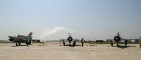 Water cannons again salute the last Indian MiG-21 Bison fighter jets being retired during a ceremony in Chandigarh, India, on September 26, 2025