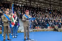 Roma, 27 febbraio 2024. Cambio comando a capo di Stato Maggiore Esercito, generale di Corpo d'Armata Carmine Masiello (entrante) durante il suo intervento alla cerimonia