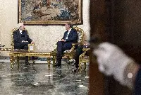 Palazzo del Quirinale, 13/10/2022 (II mandato) Il capo dello Stato Sergio Mattarella accoglie il presidente del Senato Ignazio La Russa