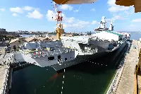 MMI: portaerei "Cavour" esce il 26 novembre 2019 dal bacino di carenaggio “Edgardo Ferrati” dell’arsenale militare marittimo di Taranto, dopo aver ultimato i lavori di carenaggio iniziati lo scorso 20 luglio