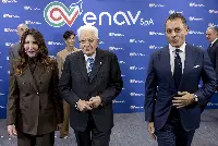 Ciampino, 11/11/2025 (II mandato) Il presidente Sergio Mattarella con Alessandra Bruni, presidente del cda di Enav e Pasqualino Monti, ad di Enav, in occasione della visita al Centro radar Acc (Area Control Center) di Enav