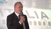Ugo Calvosa, Executive Vice President of Operations di Aeroitalia, durante il suo intervento alla 125esima assemblea Ifsc (Italian Flight Safety Committee) ospitata dal vettore aereo a Fiumicino