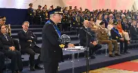 Roma-Ciampino, 15 maggio 2025. Il generale di Squadra Aerea Antonio Conserva nuovo capo di Stato Maggiore dell'Aeronautica militare italiana durante il suo discorso di insediamento