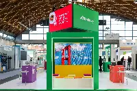 Stand Alitalia alla Fiera internazionale "Ttg Experience" per presentazione stagione invernale 2019/2020 avvenuta il 9 ottobre 2019 a Rimini