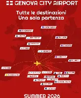 Aeroporto di Genova, mappa destinazioni Summer 2026