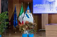 Roma, 4 giugno 2025 - L'ammiraglio di Squadra Giacinto Ottaviani nuovo direttore nazionale degli armamenti, durante il suo discorso di insediamento a Palazzo Guidoni