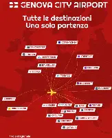 La mappa partenze e destinazioni Genova City Airport