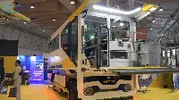Stand con in mostra le soluzioni delle attrezzature aeroportuali promosse da Aviogei durante il GSE Expo di Lisbona 2026