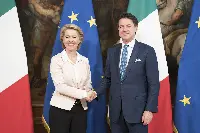 Roma, 02/08/2019 Il premier Giuseppe Conte incontra a Palazzo Chigi il presidente Ce Ursula von der Leyen