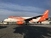 An easyJet aircraft in Genoa airport