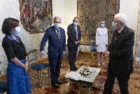 Palazzo del Quirinale 22/07/2020 Il presidente Sergio Mattarella con Andrea Camanzi, presidente dell’Autorità di regolazione dei trasporti, ed i componenti il collegio